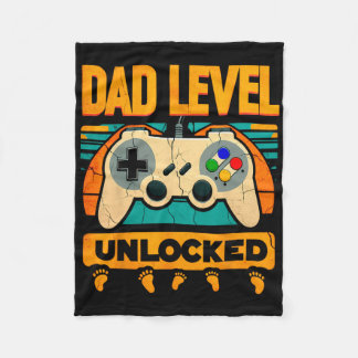 Dad Level Unlocked Father&# s Day New Dad  Fleece Blanket