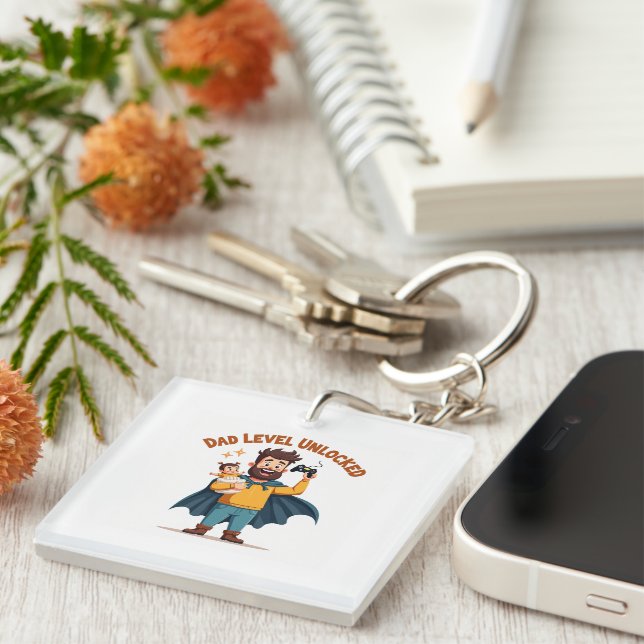 🎮 Dad Level Unlocked – Funny Gamer Dad Father’s D Key Ring (Front Right)