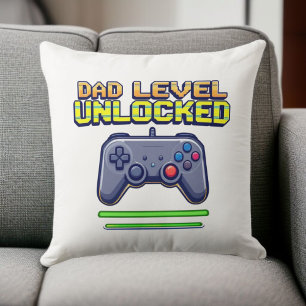 Dad Level Unlocked   Gamer Dad First Father's Day Cushion