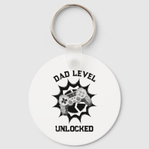Dad Level Unlocked Retro Gamer Quote Key Ring