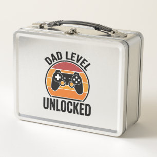 Dad Level Unlocked Vintage Gamer Shirt Design_1 Metal Lunch Box