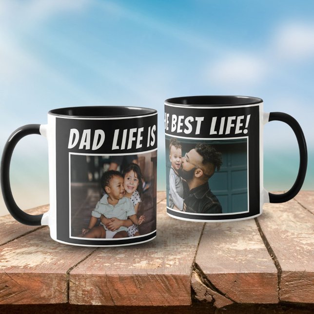Dad Life is the Best Life 2 Photos Father Black Mug (Creator Uploaded)