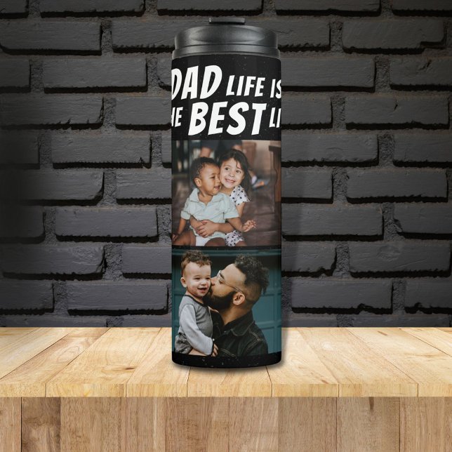 Dad Life is the Best Life 2 Photos Father Black Thermal Tumbler (Creator Uploaded)