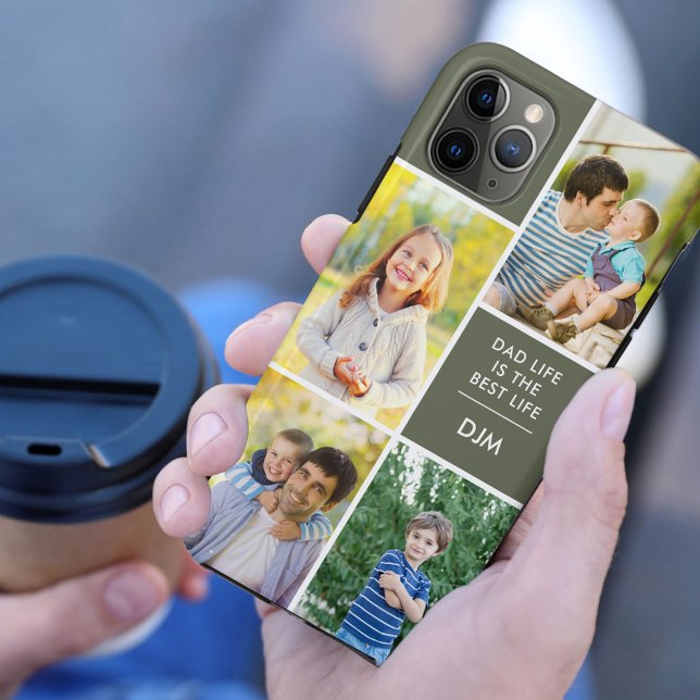 Dad Life is the Best Life 4 Photo Monogram Green Case-Mate iPhone Case (Creator Uploaded)