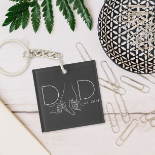 Dad Line Art Father Child Photo Design Key Ring