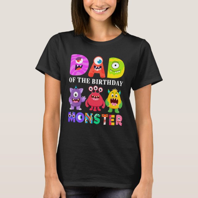 Dad Little Monster Kids 1st Birthday Party Family  T-Shirt (Front)