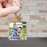 Dad Love You to the Outfield and Back Photo Key Ring<br><div class="desc">Photo keychain with fully editable wording and your own photo. The wording currently reads "dad I love you to the outfield & back" - perfect for a baseball dad! but you can keep or edit this as you wish. The design is lettered in modern typography and handwritten script. Please browse...</div>