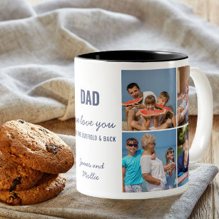 Dad Love You to the Outfield & Back Photo Collage Two-Tone Coffee Mug