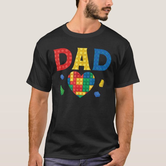 Dad Lover Master Builder Building Bricks Blocks Fa T-Shirt (Front)