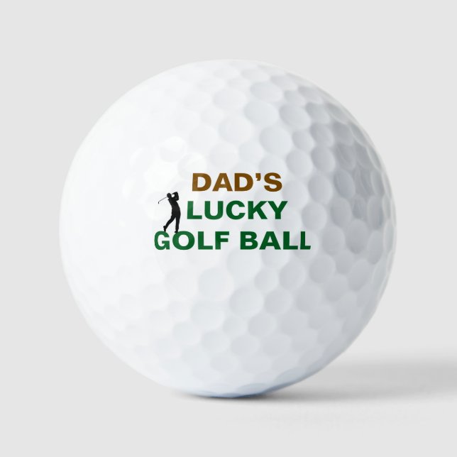 Dad Lucky Golf Name Green Typography Design Balls (Front)