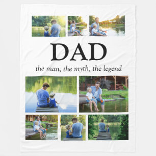 Dad Man Myth Legend 8 Photo Collage Fleece Blanket