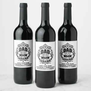 Dad man myth legend vintage wine typography wine label