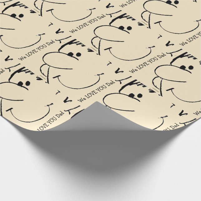 Dad Mans Face Graphics Animated  Wrapping Paper (Corner)