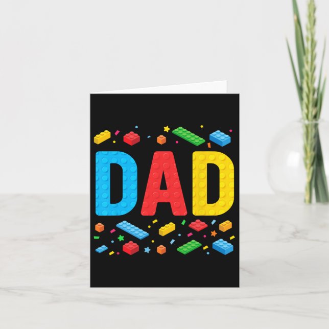 Dad Master Builder Building Bricks Blocks Family F Card (Front)