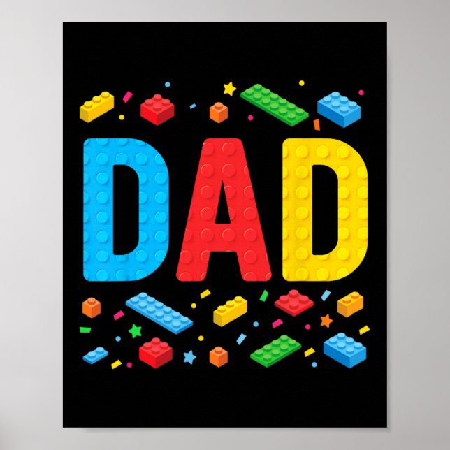 Dad Master Builder Building Bricks Blocks Family F Poster (Front)
