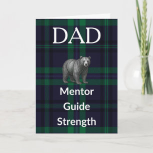 Dad Mentor Guide Card - Bear & Green-Blue Plaid