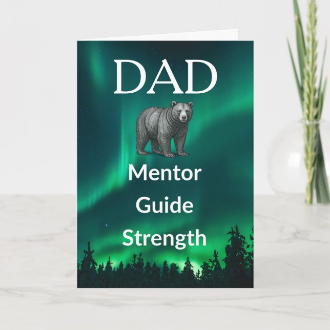 Dad Mentor Guide Card - Bear & Northern Lights (Front)