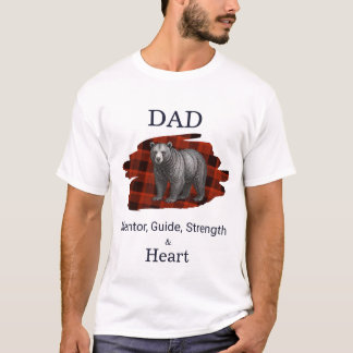 Dad Mentor Guide Strength & Heart Bear Plaid red T-Shirt