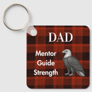 Dad Mentor Guide Strength & Heart Eagle red plaid Key Ring