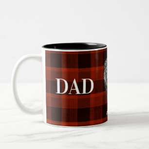 Dad Mentor Guide Strength & Heart Lion red plaid Two-Tone Coffee Mug