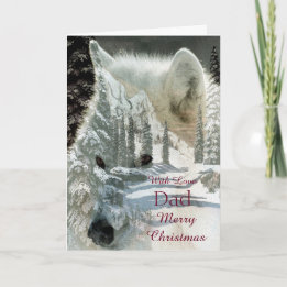 Dad - Merry Christmas - White Wolf Holiday Card