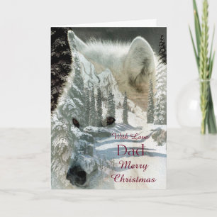 Dad - Merry Christmas - White Wolf Holiday Card