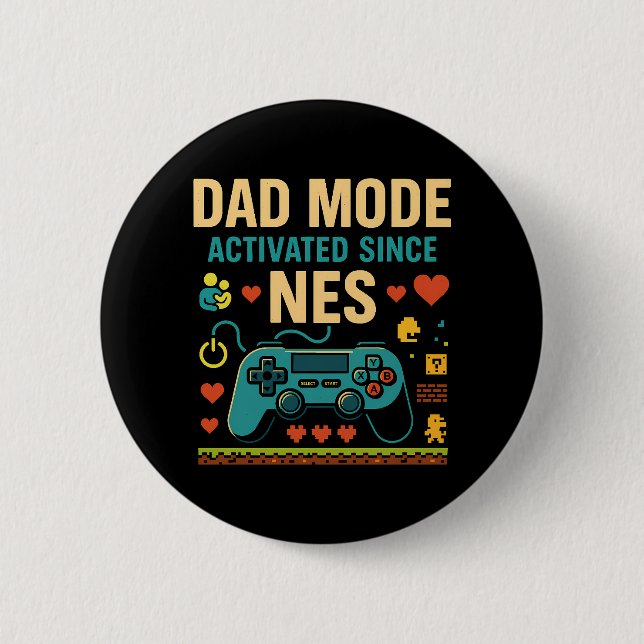 Dad Mode Activated NES Retro Gamer Art  6 Cm Round Badge (Front)