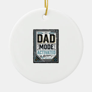 Dad Mode Activated Vintage Engraving Shirt Design_ Ceramic Ornament