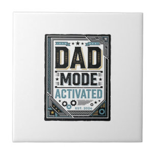 Dad Mode Activated Vintage Engraving Shirt Design_ Ceramic Tile
