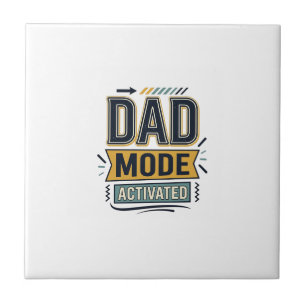 Dad Mode Activated Vintage Engraving Shirt Design Ceramic Tile