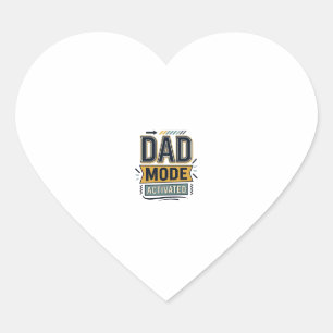 Dad Mode Activated Vintage Engraving Shirt Design Heart Sticker