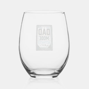 Dad Mode Activated Vintage Engraving Shirt Design_ Stemless Wine Glass