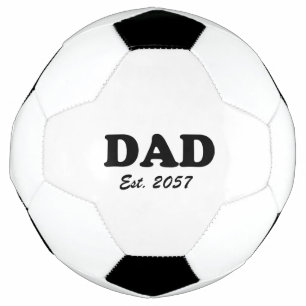 Dad modern black typography custom est date soccer ball