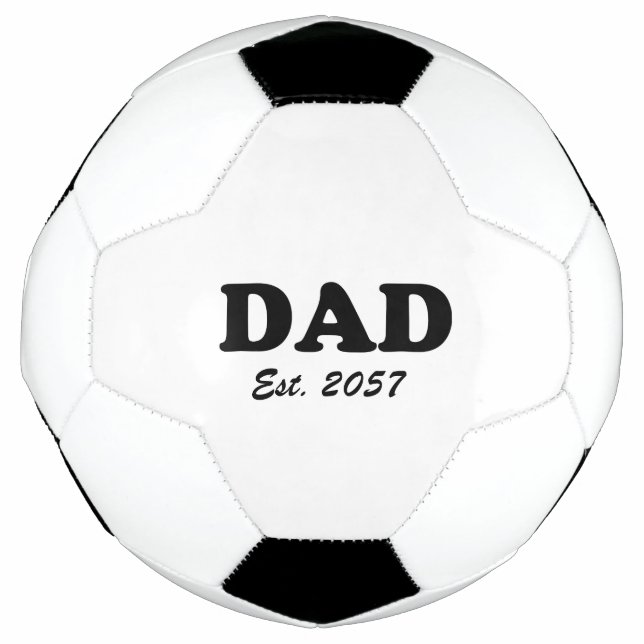 Dad modern black typography custom est date  soccer ball (Front)