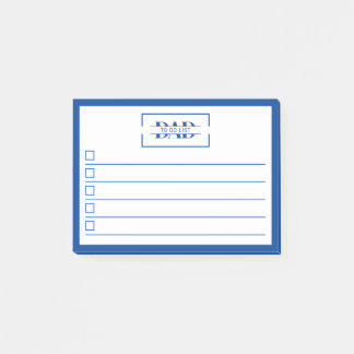Dad Modern Blue Monogram 4" x 3" To Do List Post-it Notes