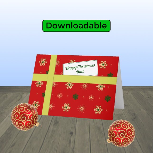 Dad modern red Christmas parcel Holiday Card (Creator Uploaded)