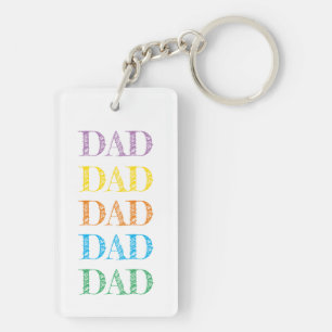 DAD Modern Typography Rainbow Colours Fathers Day Key Ring