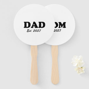 Dad Mom custom est date baby shower party game Hand Fan