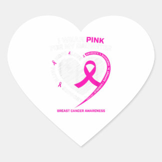 Dad Mom I Wear Pink For My Daughter Breast Cancer Heart Sticker