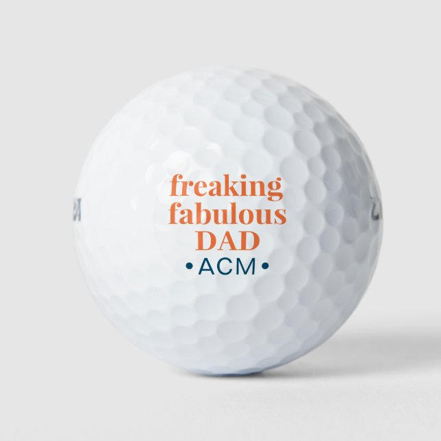Dad Monogram Golf Balls Orange Freaking Fabulous (Front)