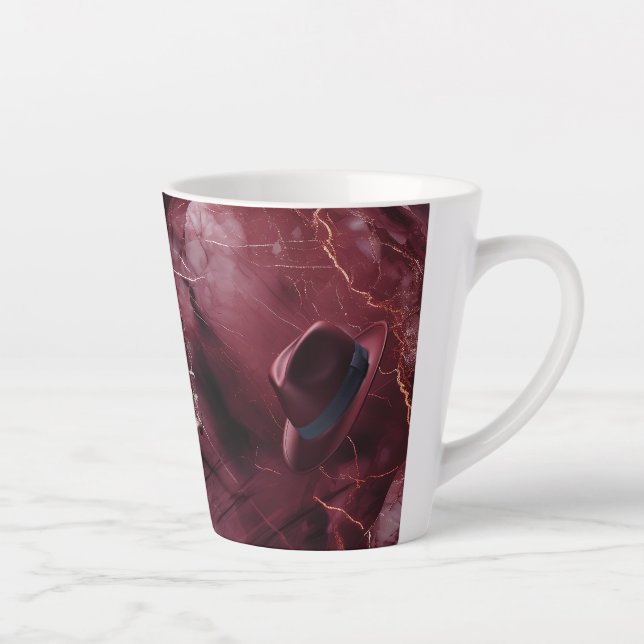 Dad Moody Music Aubergine Fedora Ceramic Latte Mug (Right)