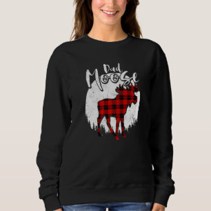 Dad Moose Red Plaid Buffalo Matching Family Pajama Sweatshirt