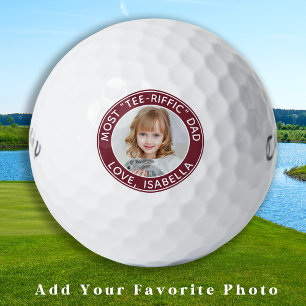 DAD Most Tee-Riffic Customised Picture Modern Red  Golf Balls