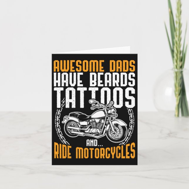 Dad Motorcycle Fathers Day Gift Funny Tattoo  Card (Front)