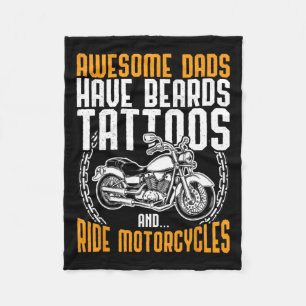 Dad Motorcycle Fathers Day Gift Funny Tattoo  Fleece Blanket