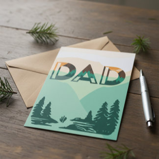 'DAD' Mountain Landscape Greeting Card