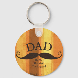 Dad Moustache Button Key Ring
