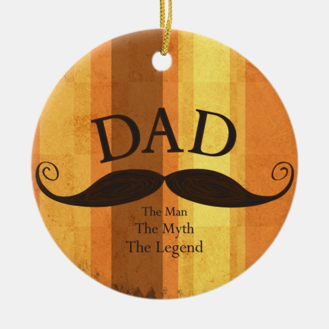 Dad Moustache Christmas Ornament (Front)