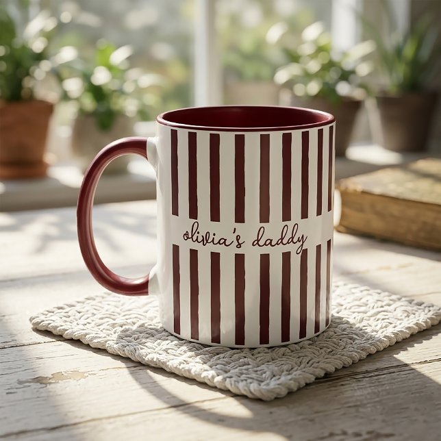Dad Mug: Custom Striped Kids Names Coffee Cup (Creator Uploaded)