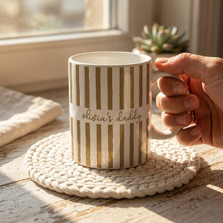 Dad Mug Custom Striped Kids Names Coffee Cup